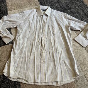 Burberry yellow and blue Striped Mens Dress Shirt- 17R